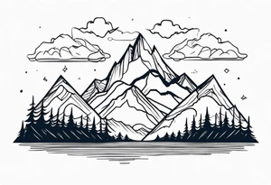 mountains with clouds tattoo idea