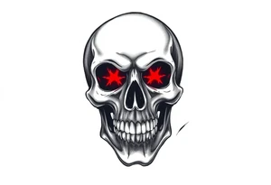 gothic skull with red fire eyes tattoo idea
