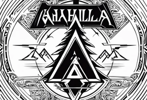 Valhalla fire sword shield axe Valknut lightning tattoo idea