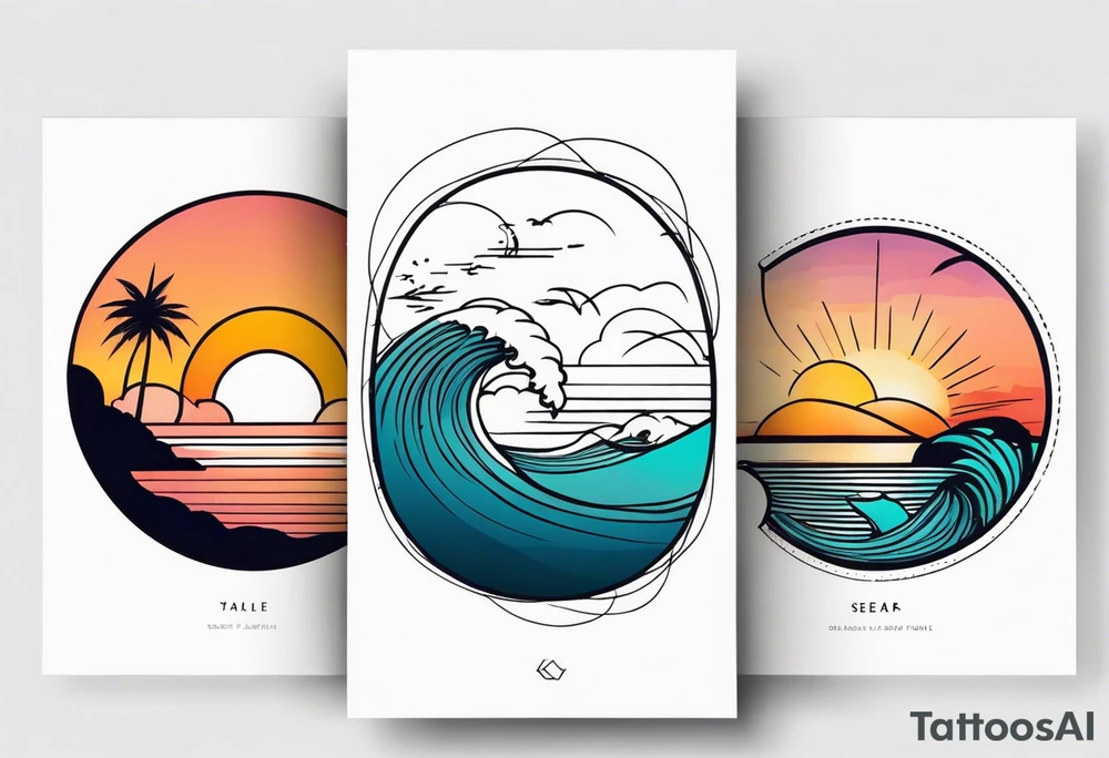 Sea and sunset tattoo.
Minimal. tattoo idea