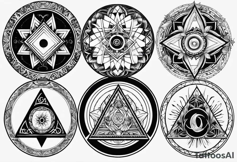 Pagan style tattoo circles triangles tattoo idea