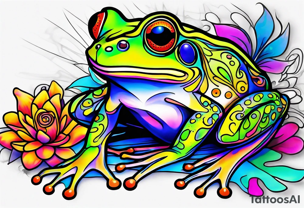 a trippy psychedelic frog tattoo idea