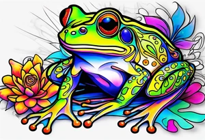 a trippy psychedelic frog tattoo idea