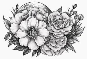 moon carnations tattoo idea