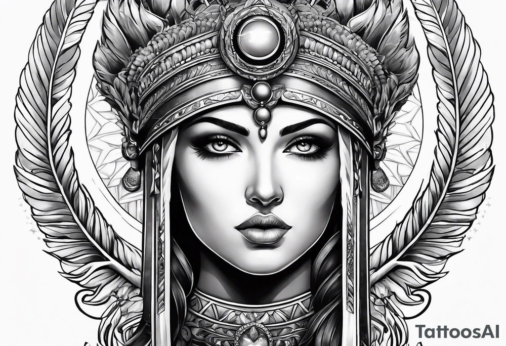 Athena with her eyes looking up tattoo idea