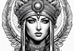 Athena with her eyes looking up tattoo idea
