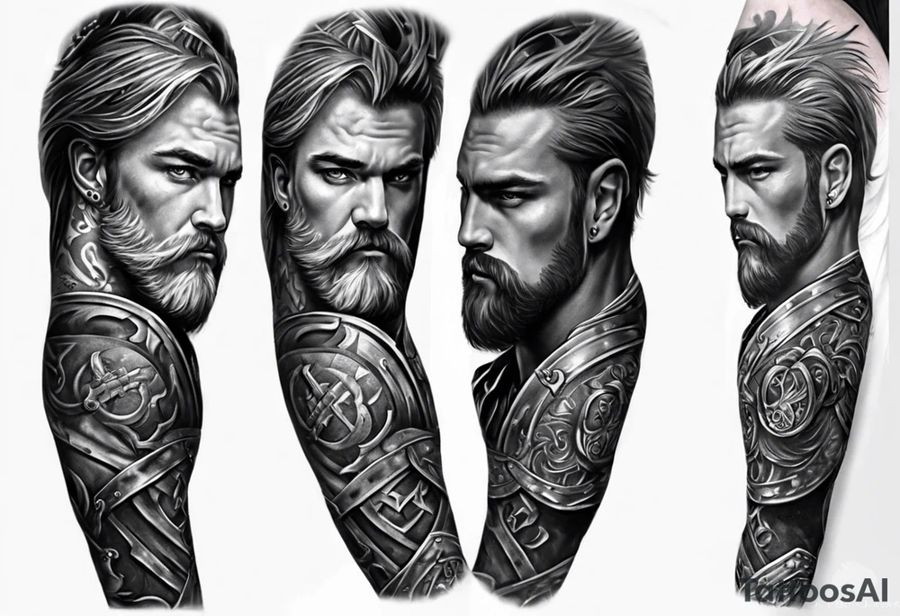 Irish warriors in battle for arm sleeve tattoo idea