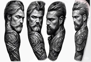 Irish warriors in battle for arm sleeve tattoo idea