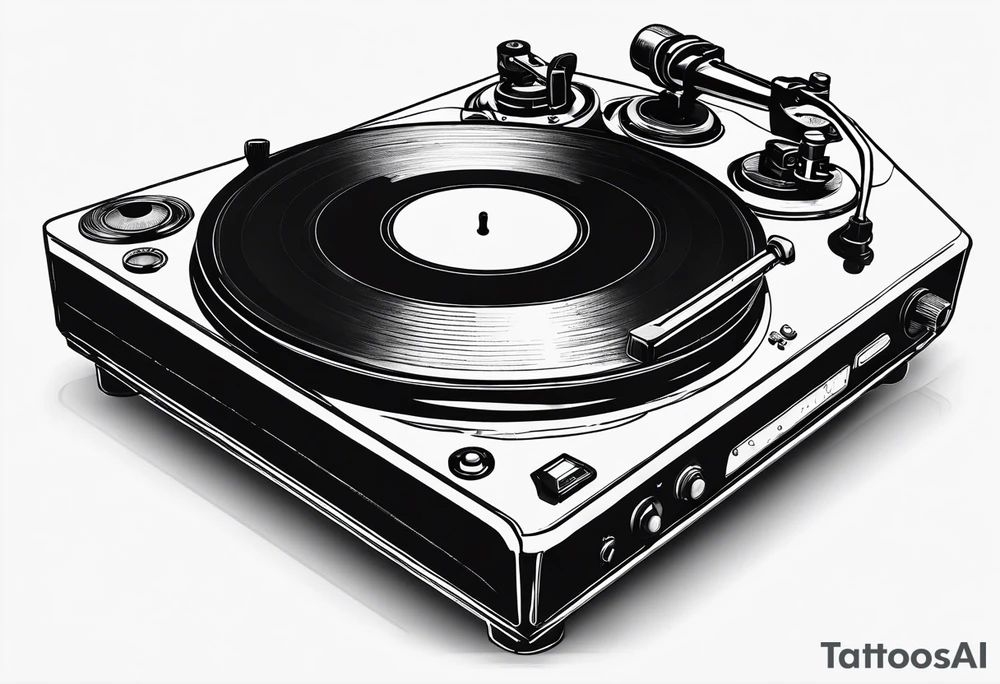 Recordplayer minimalistic fineline drawed in 2D tattoo idea Recordplayer minimalistic fineline drawed in 2D tattoo idea