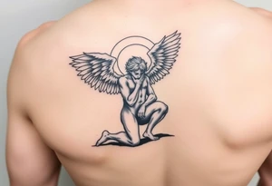 Fallen angel on his knees tattoo idea