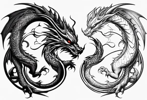 Two Dragons, Yin Yang, Not Symmetrical tattoo idea