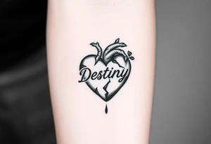 broken heart with destiny’s name tattoo idea