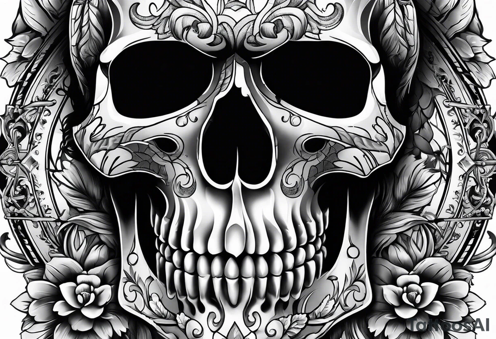 Skull with wolf tattoo idea