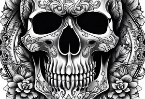 Skull with wolf tattoo idea