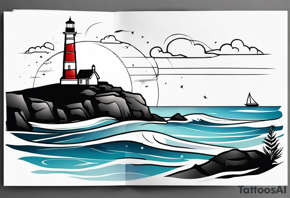 lighthouse evening tattoo idea