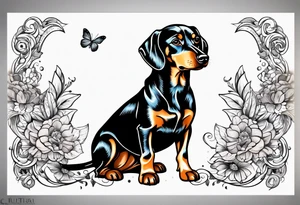 Black, brown and white dashchund tattoo idea