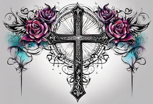 Christian cross and ekg tattoo idea