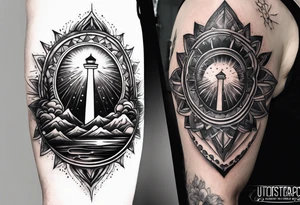 sleeve tattoo sun rays on shoulder and chest tattoo idea