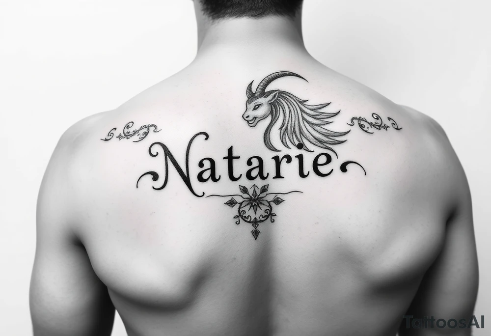 Create a simple tattoo as i am a girl based on my name, zodiac and birthplace 
Natharie, Aquarius, Dubai tattoo idea