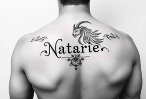 Create a simple tattoo as i am a girl based on my name, zodiac and birthplace 
Natharie, Aquarius, Dubai tattoo idea