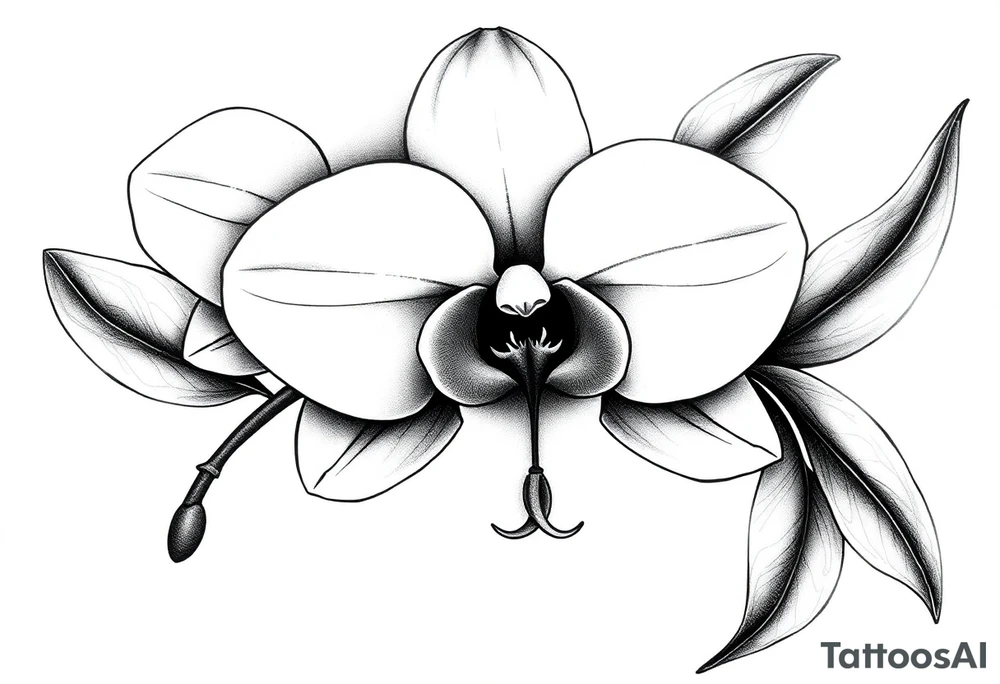 orchid with leavs tattoo idea