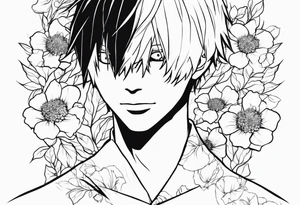 Kaneki from Tokyo ghoul with his flowers surrounding him tattoo idea