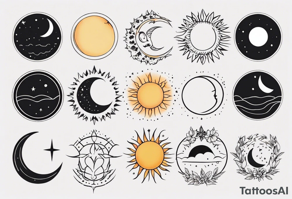 Sonne Mond minimalistisch tattoo idea