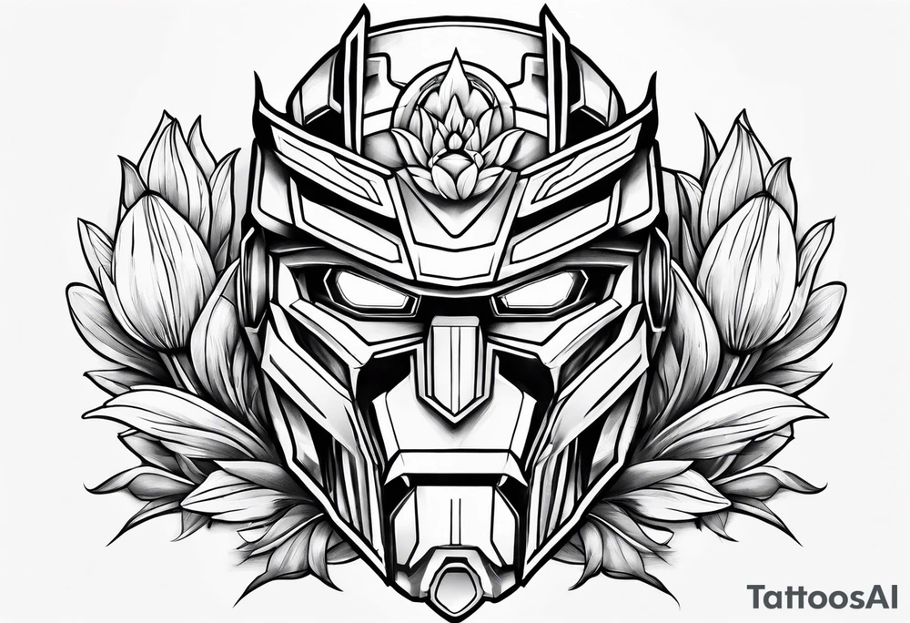 Autobot symbol with Dasiys and tulips tattoo idea