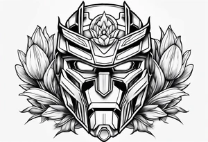 Autobot symbol with Dasiys and tulips tattoo idea