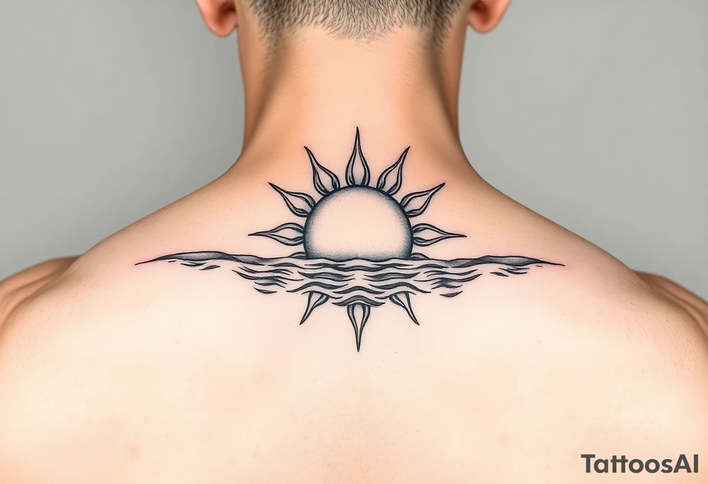Sun on the water line simple tattoo tattoo idea