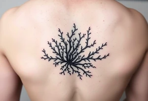 Photorealistic tattoo design of Asparagopsis taxiformis red algae, detailed texture, natural branching pattern, underwater appearance, suitable for calf placement, flowing upward” tattoo idea
