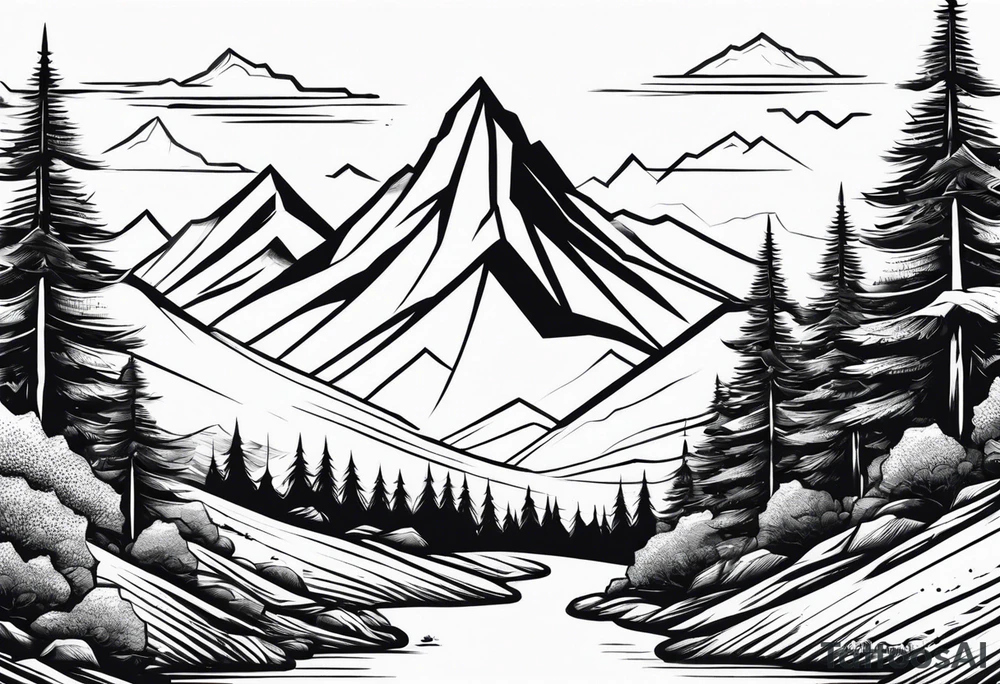 Simplified one of a single mountain tattoo idea