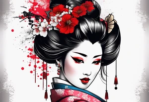 trash polka geisha tattoo idea