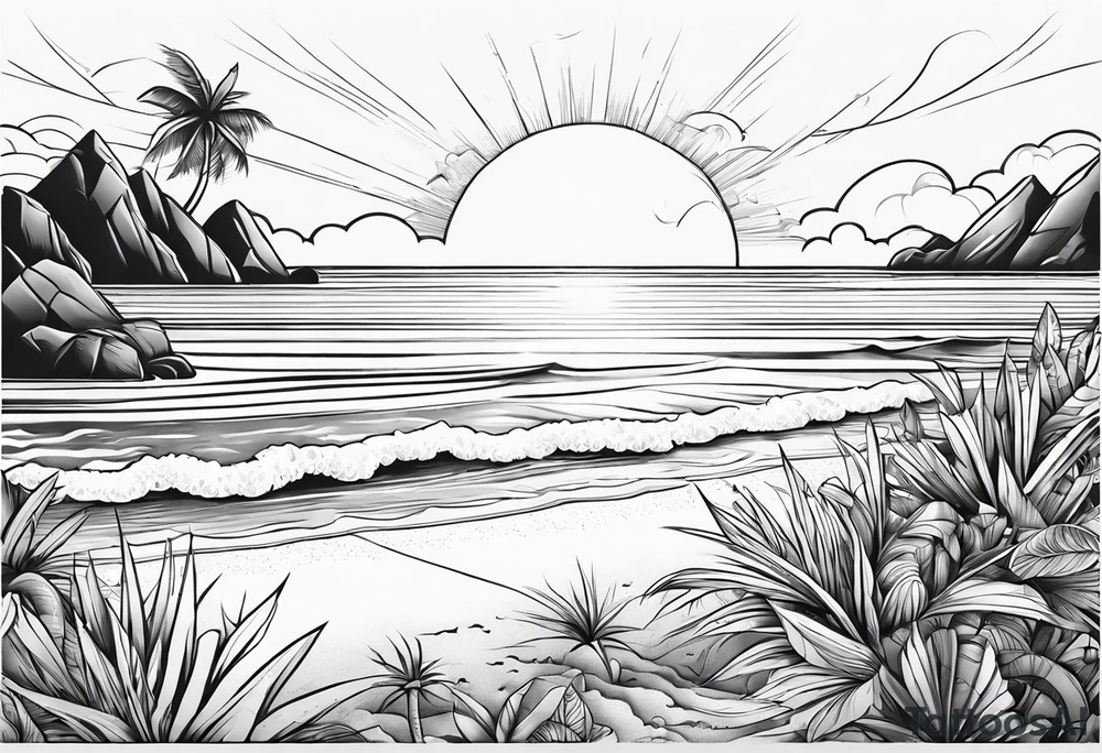 Beach full ankle tattoo idea
