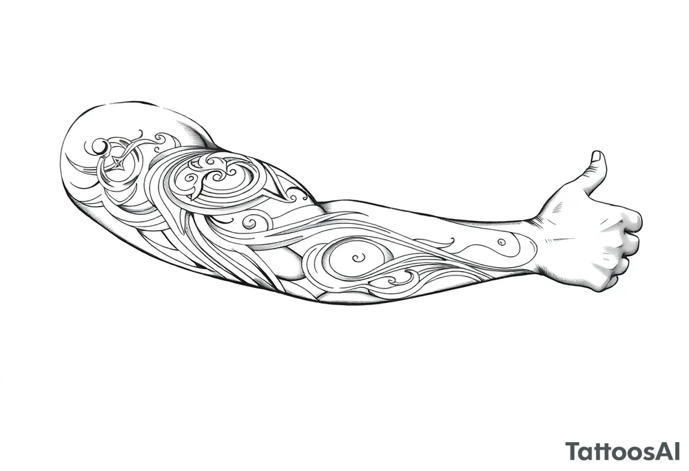 Tribal Sicilian sleeve with patterns tattoo idea