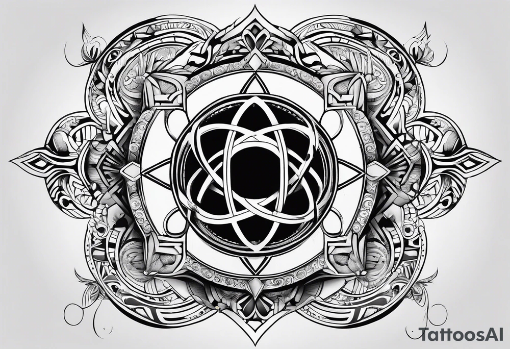 atom with quantum electron cloud tattoo idea