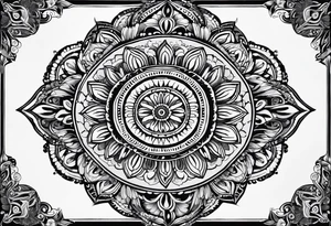 Mirrored style. Mexican mandala design minimalist fine line whimsical tattoo idea