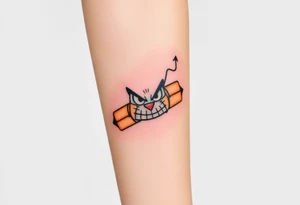 angry stick of dynamite with a mean face tattoo idea