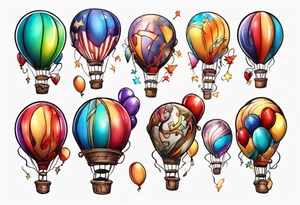 coloful balloons tattoo idea