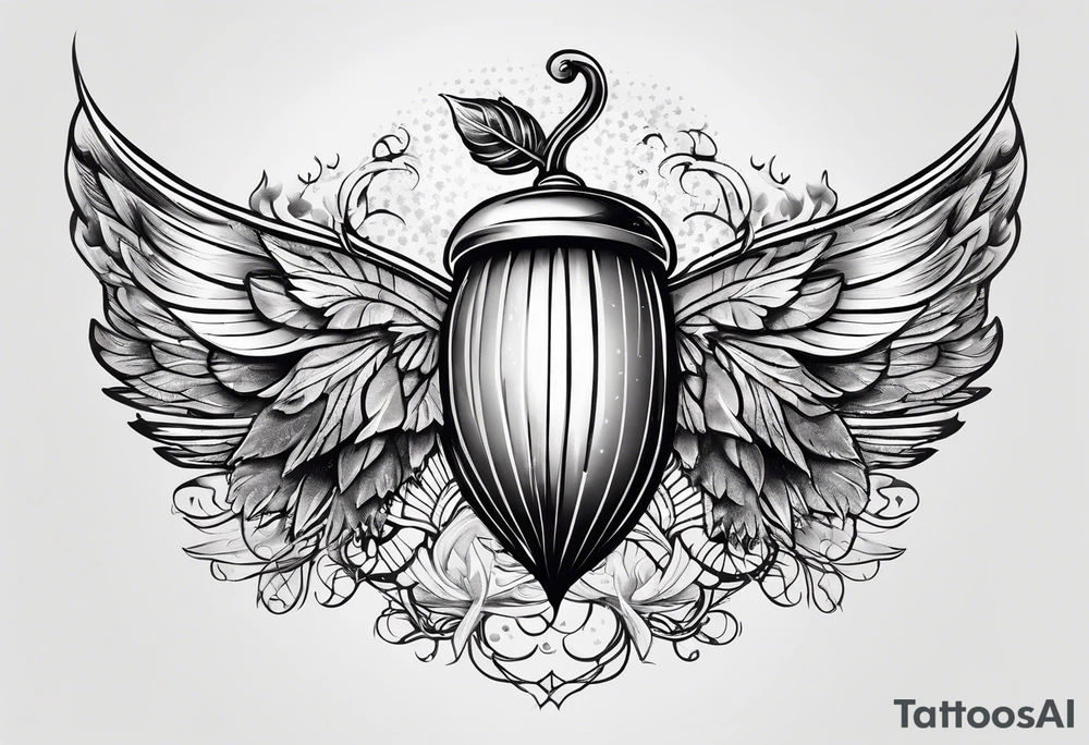 acorn with wings tattoo idea