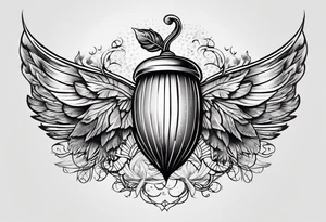 acorn with wings tattoo idea