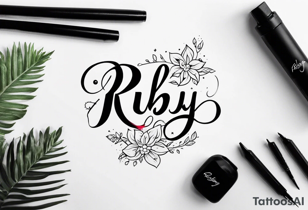 Generate a pretty tattoo with the name of: Ruby tattoo idea Generate a pretty tattoo with the name of: Ruby tattoo idea