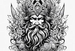 Poseidon head and trident tattoo idea