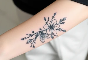 Azalea flowers with thick vines and wildflowers tattoo idea