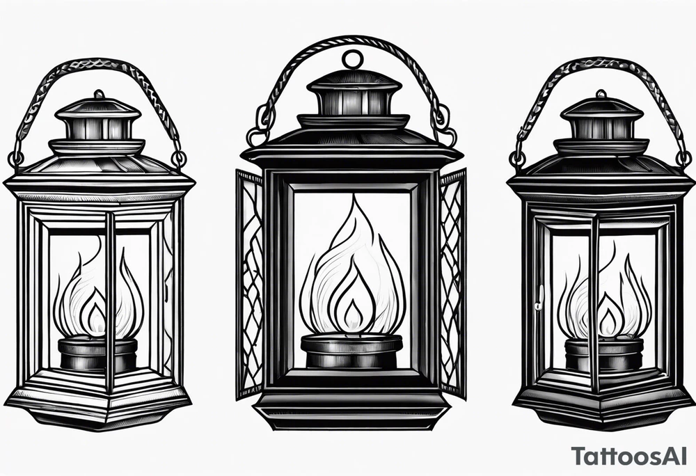 vintage lantern with a burning snake inside tattoo idea