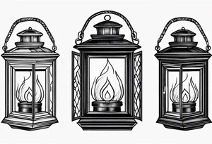 vintage lantern with a burning snake inside tattoo idea