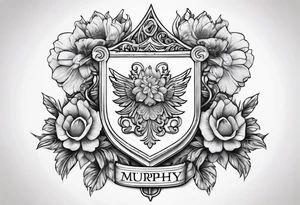 Murphy family crest with su flowers tattoo idea