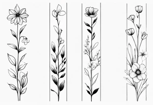Verticle arm placement of dainty flowers forearm tattoo idea
