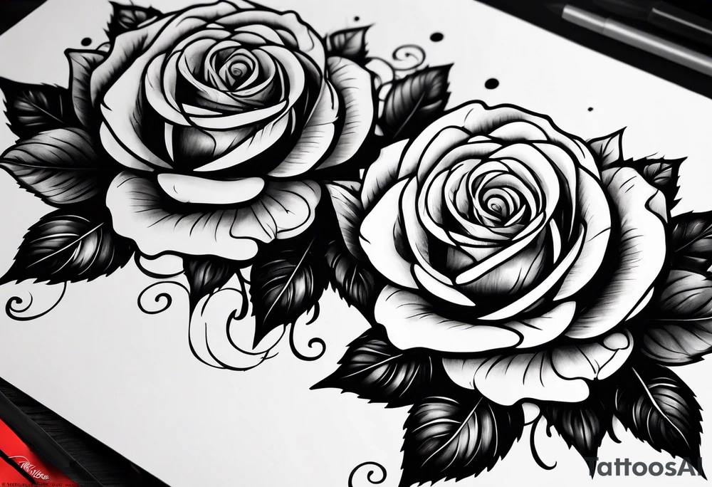rose designs behind the word always and forever tattoo idea
