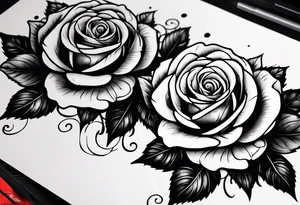 rose designs behind the word always and forever tattoo idea